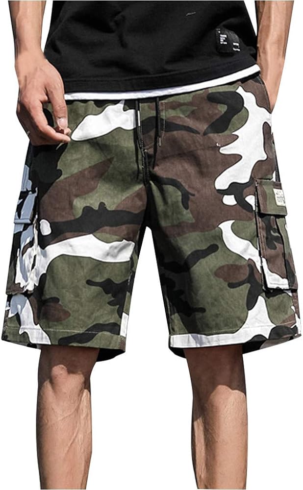 Mens Shorts Elastic Waist Casual Camouflage Overalls Plus Size Sport Shorts Pants Men Athletic Shorts