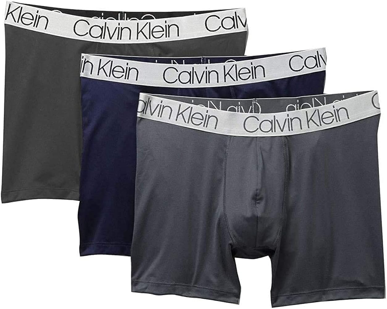 Calvin Klein Men`s Microfiber Boxer Briefs Pack of 3 (Obsidian(NP2214-905)/Grey, m)