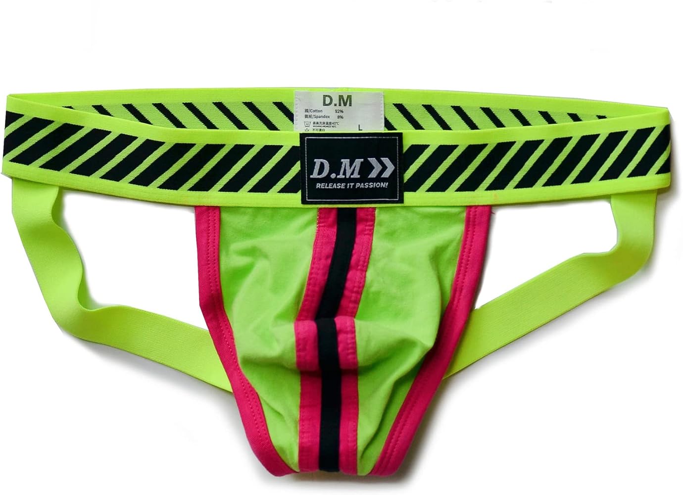 Men's Underwear Jockstrap Briefs Comfortable(Lime2,L)