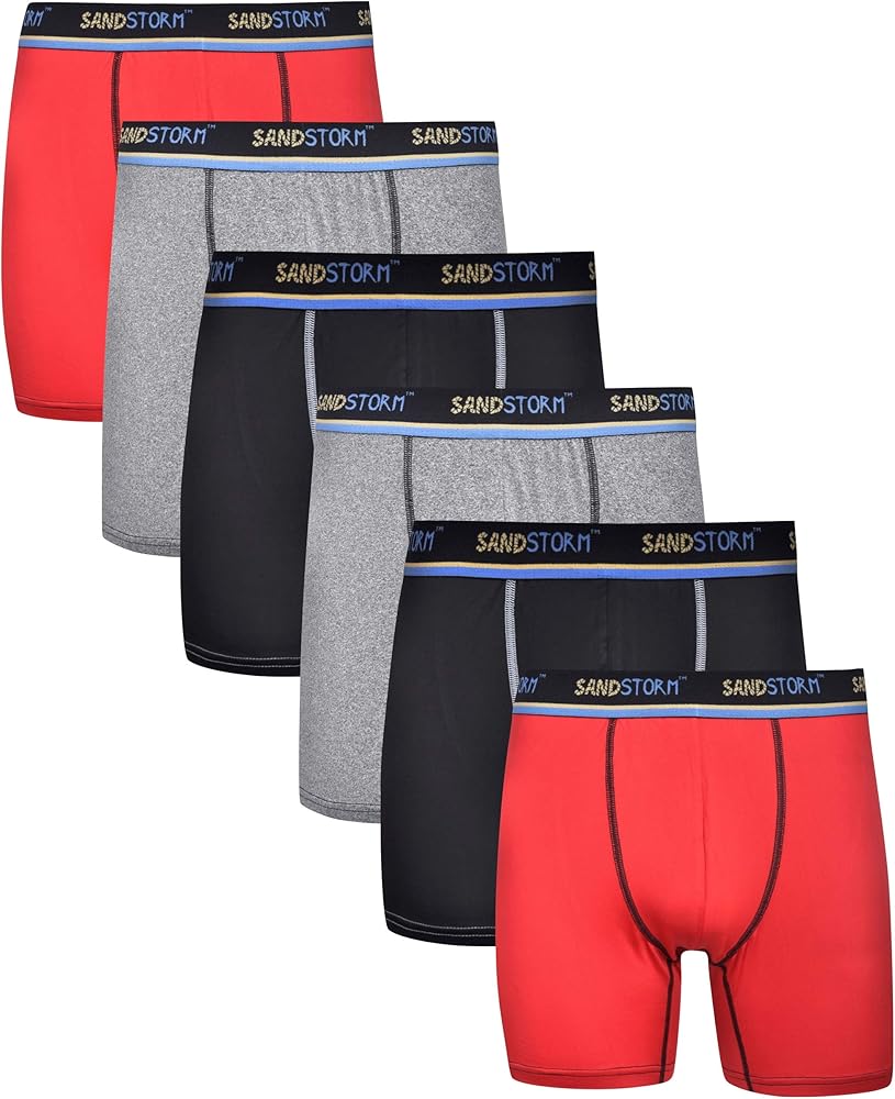 Mens Performance Boxer Briefs or Briefs - 6-Pack Tagless Breathable Underwear S-5XL Regular or Plus Size