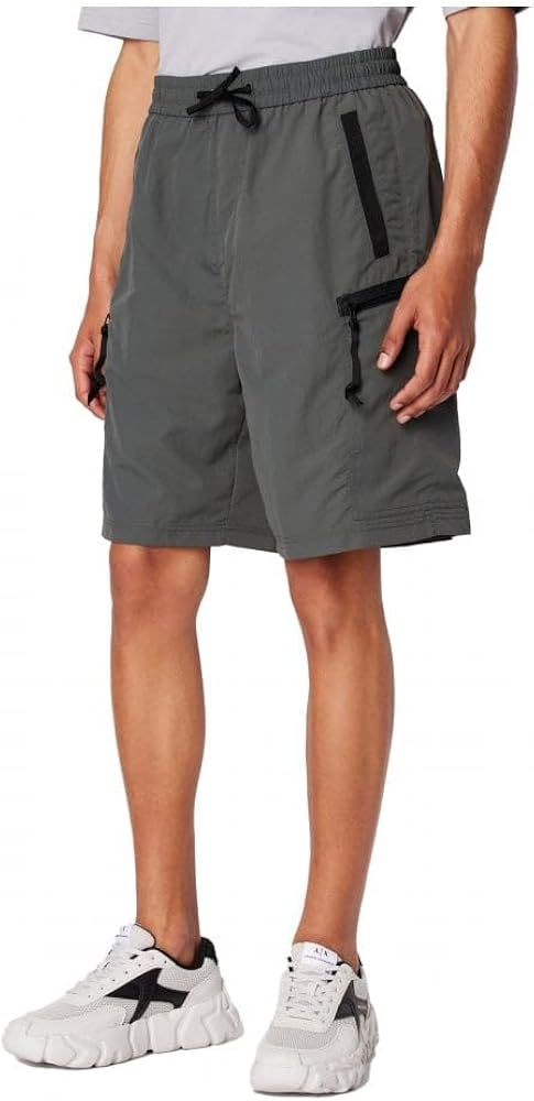 Armani Exchange Men's Drawstring Utility Tape Cargo Pocket Shorts