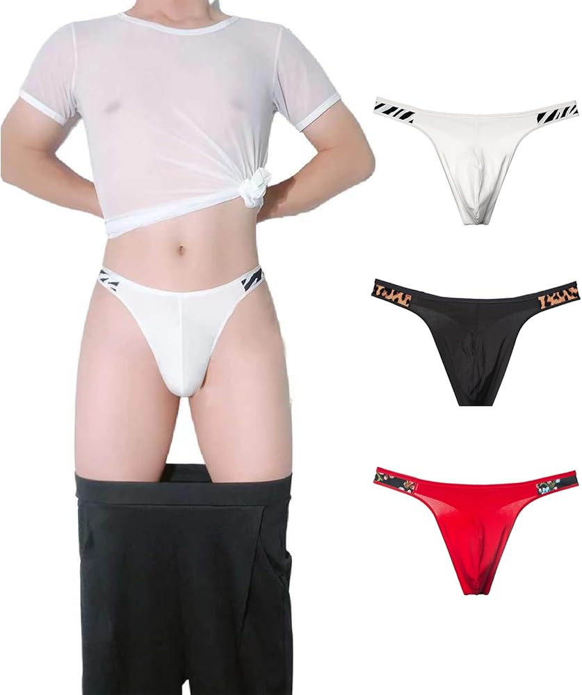 Men's Cotton Thong - Sexy Low Rise G-String T-Back for Sports (3 Pack)