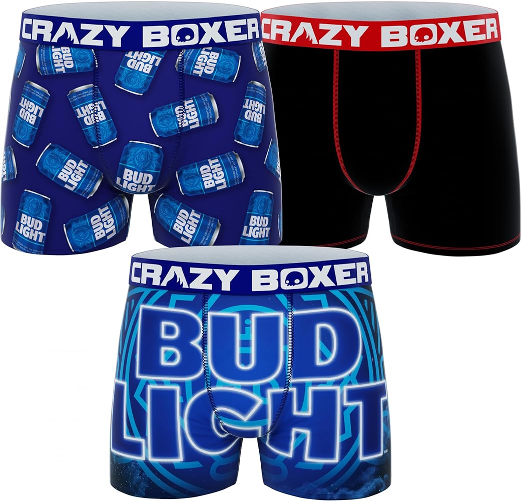 CRAZYBOXER Crazy Boxer Bud Light Cans and Logos Boxer Briefs 3-Pack