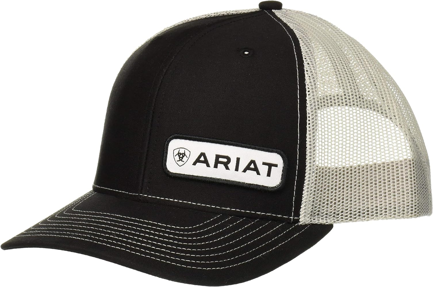 Ariat Men's Offset Name Patch Mesh Back Cap, Black, One Size