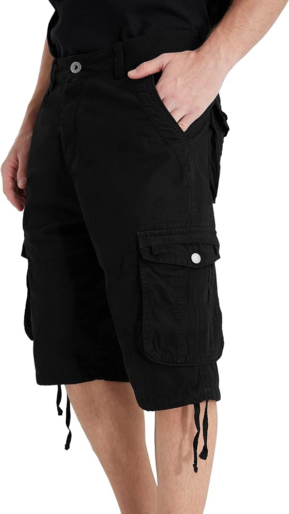 Cargo Shorts for Men Multi Pockets Mens Shorts below Knee Casual Hiking Summer Shorts Black 40