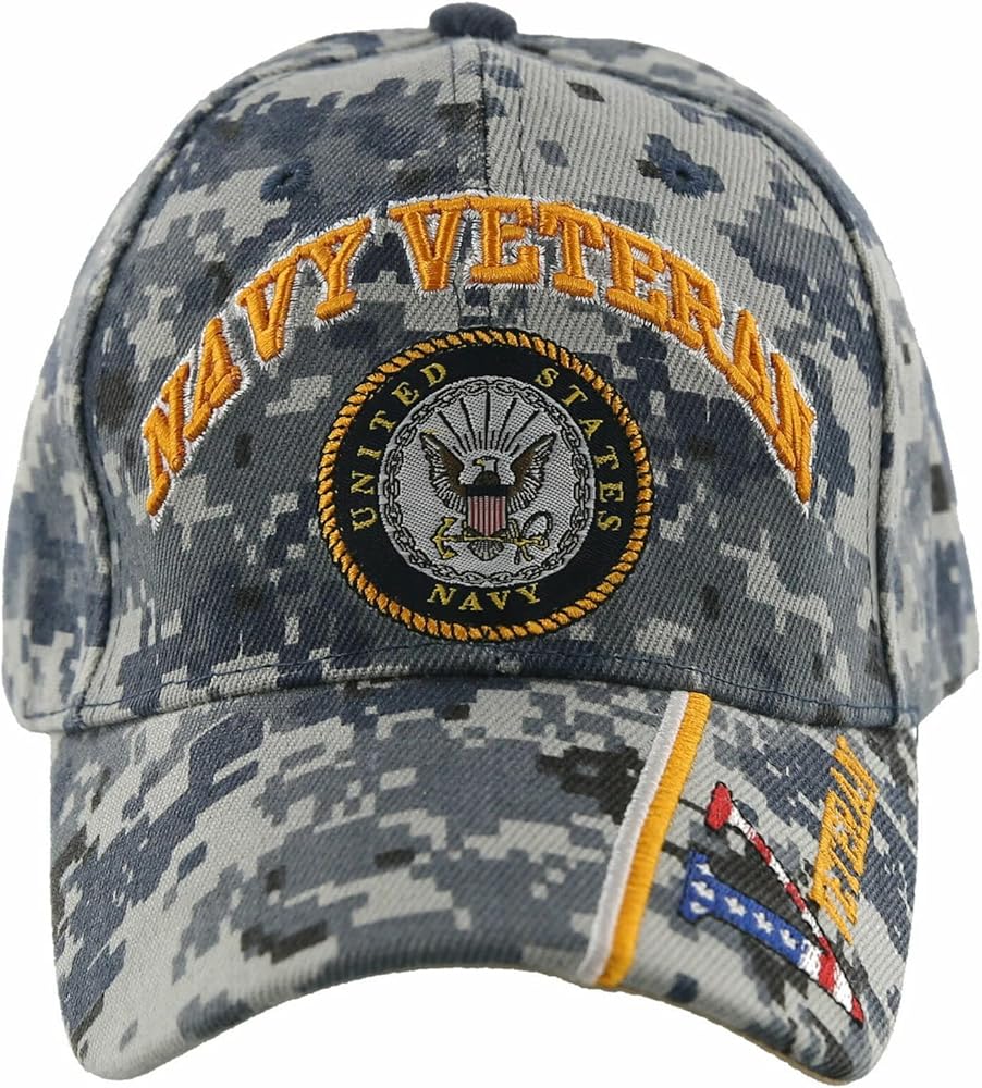 Trade Winds U.S. Navy Veteran Blue Digital Camo Emblem V Embroidered Cap