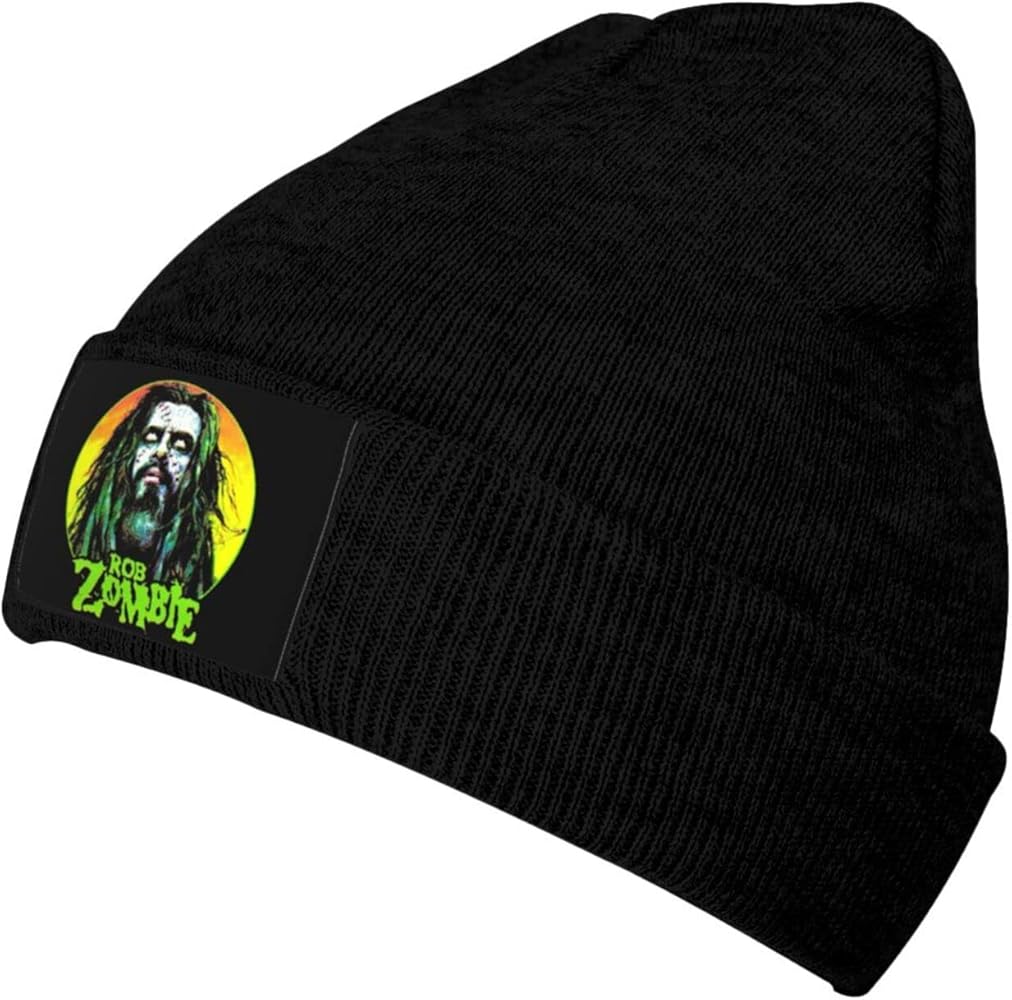 Rob Music Theme Zombie Knit Hat Unisex Cap Winter Warm Headgear Ski Cap for Sports Cap Beanies Black