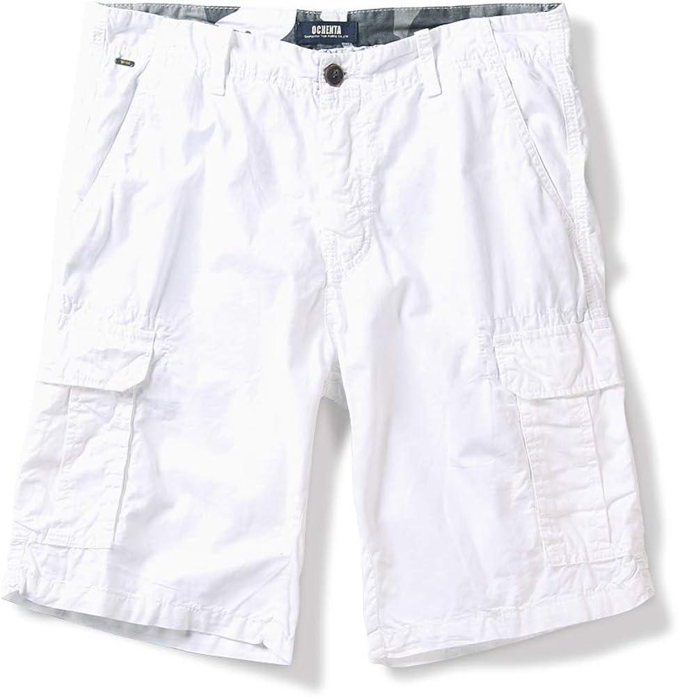 OCHENTA Men's Lightweight Cargo Shorts with Pockets Cotton Shorts for Men Casual (No Belt)