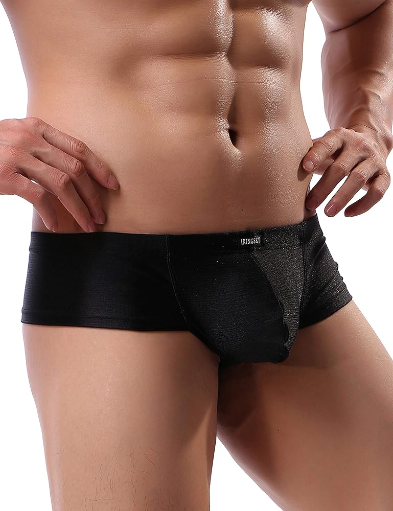 IKINGSKY Men's Cheeky Thong Underwear Sexy Mini Cheek Boxer Briefs