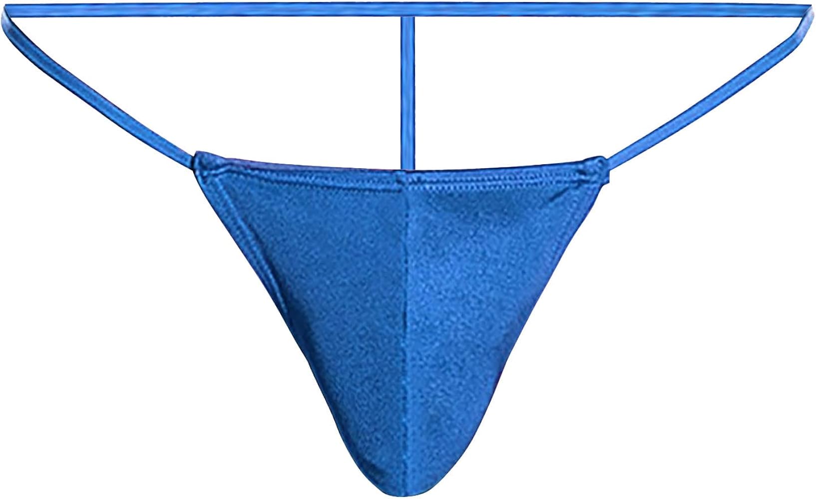 Mens Micro Mesh Stretch Thong T-Back Sexy Underwear Stretch Jockstrap Relaxed Soft Cozy Bulge Pouch Blue