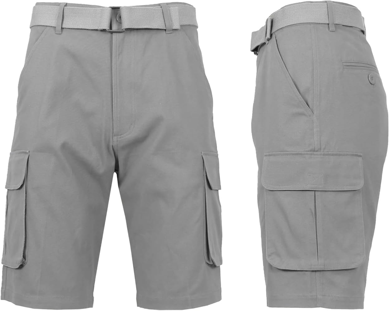 Men's 13" Inseam Twill Belted Cargo Shorts