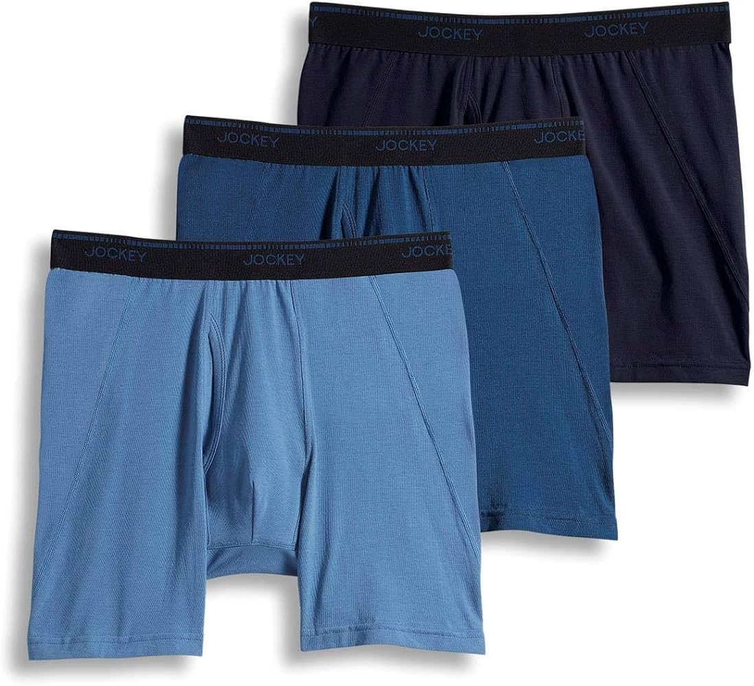 Jockey Men's Underwear MaxStretch™ Midway Brief - 3 Pack, Navy/Blue Tranquil/Blue Wash, S