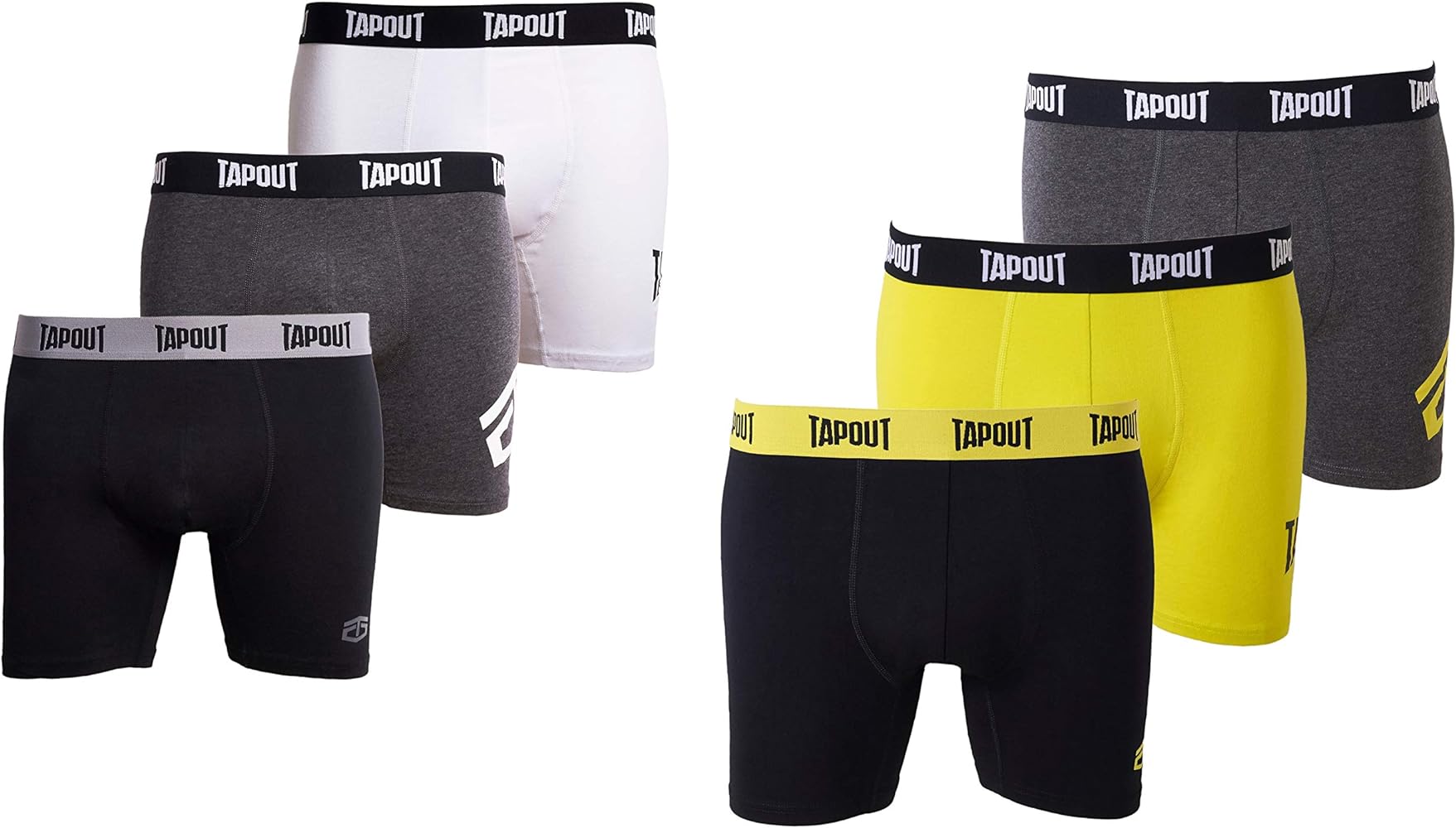 TAPOUT Mens Athletic Underwear - 6-Pack Stretch Athletic Boxer Briefs Training Breathable Athletic Fit No Fly