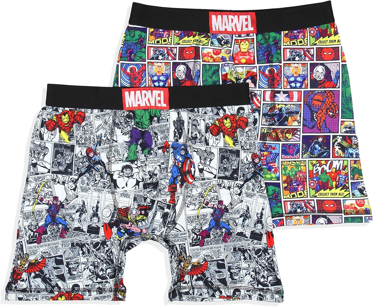 Marvel Mens' 2 Pack Vintage Superhero Comic Boxers Underwear Boxer Briefs