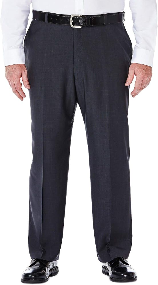 Haggar mens Big & Tall Repreve Stria Plain Front dress pants, Medium Grey, 54W x 30L US