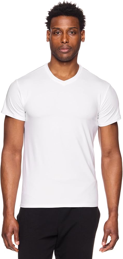 RBX Active Men's V-Neck Undershirts, Short Sleeve Soft and Breathable 2-Pack Moisture Wicking T-Shirts for Men