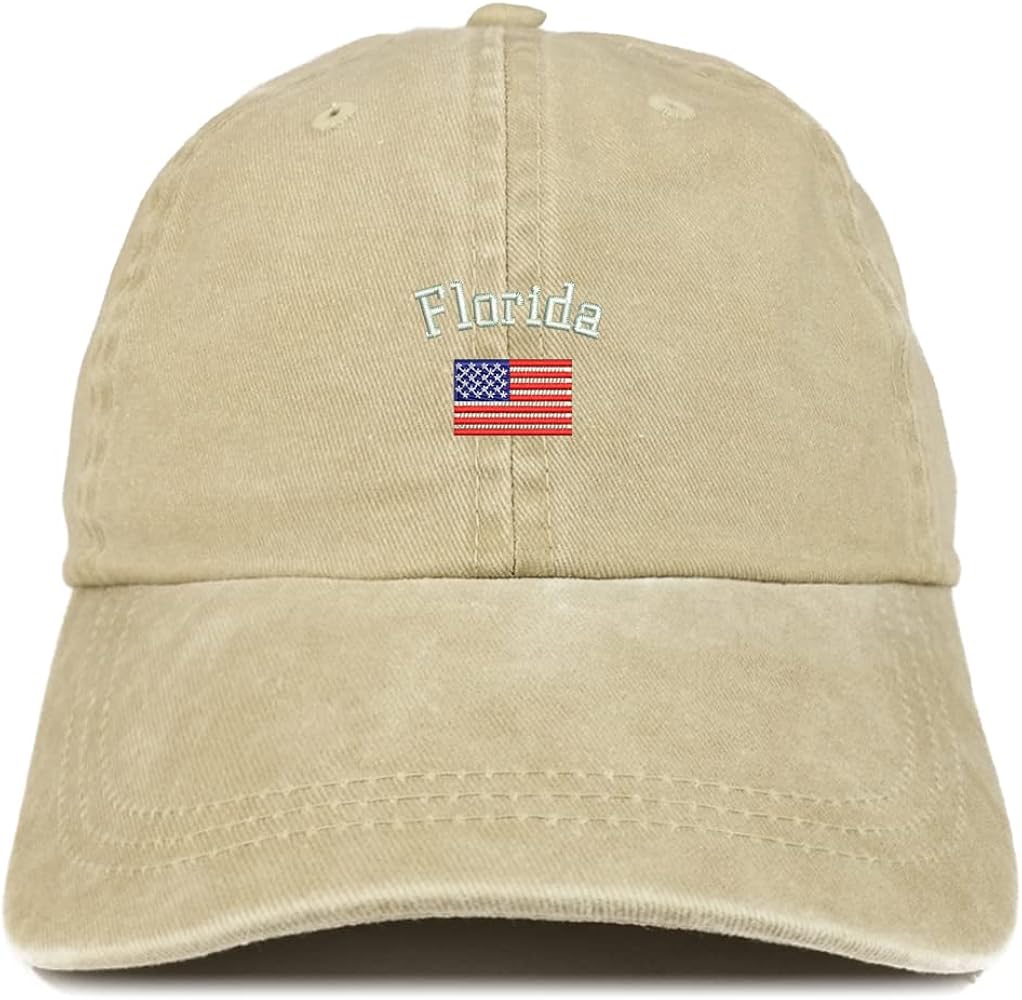 Trendy Apparel Shop Florida USA Flag Pigment Dyed Washed Baseball Cap