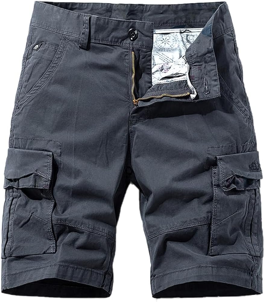 Men's Multi Pockets Military Cargo Shorts Summer Regular Fit Cotton Work Shorts