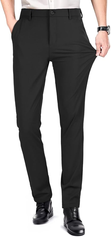 GINGTTO Mens Slim Fit Dress Pants Stretch Tech Tapered Golf Pants for Men Wrinkle Free