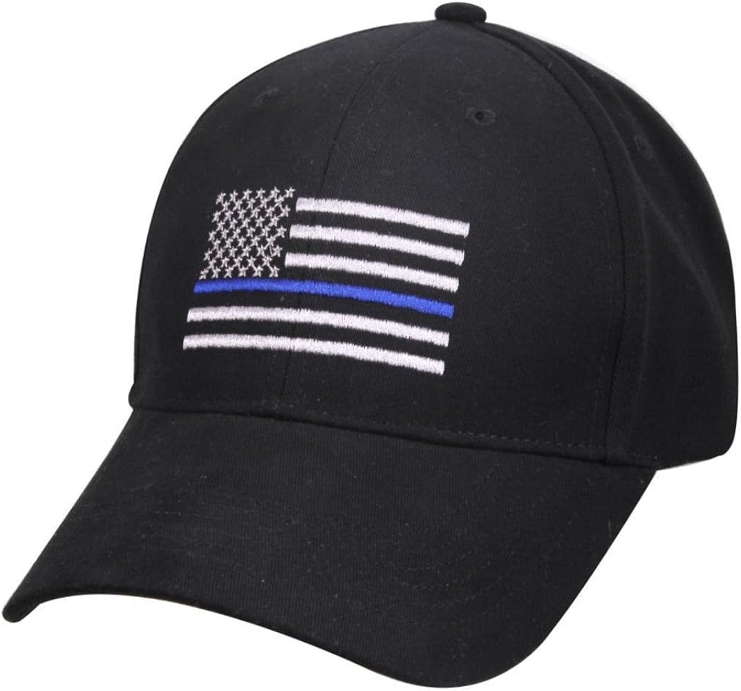 Thin Blue Line Patch USA Police Memorial Blue Lives Matter American Black Embroidered Cap Hat Premium Quality Cotton Poly Twill One Size Fits Most