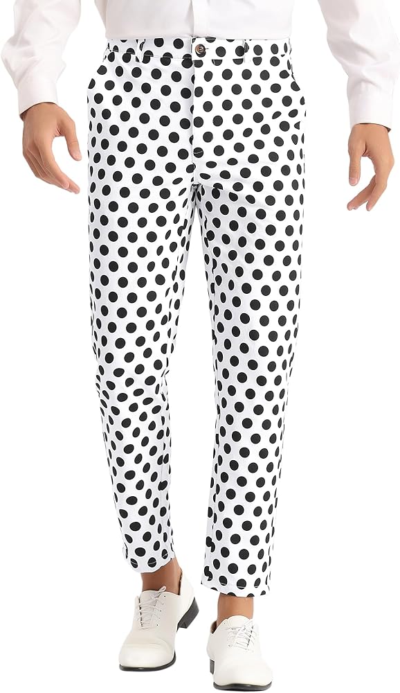 Lars Amadeus Polka Dot Pants for Men's Dots Pattern Straight Leg Formal Dress Pants