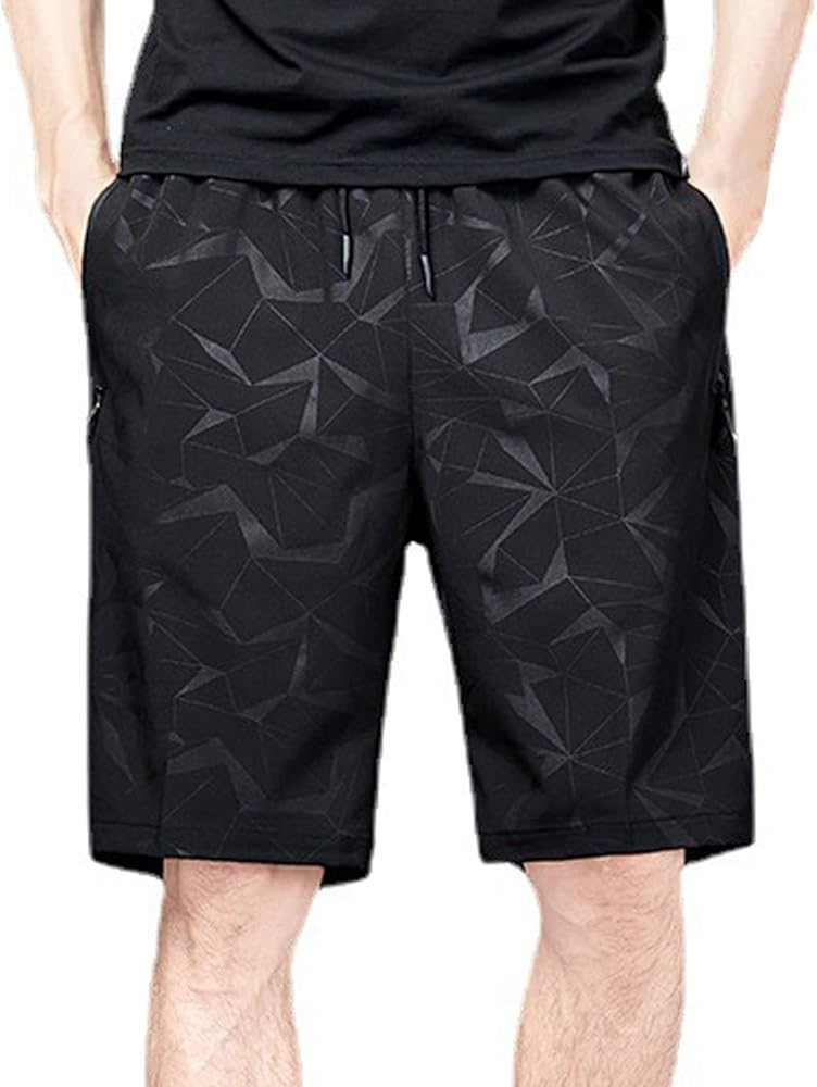 Men's Workout Shorts Stretch Running Shorts Quick Dry Lightweight Shorts with Zipper Pockets, S-3XL