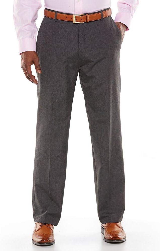 Haggar Men's 1926 Originals Straight-Fit Flat-Front Dress Pants (34W x 32L, Med Gray)