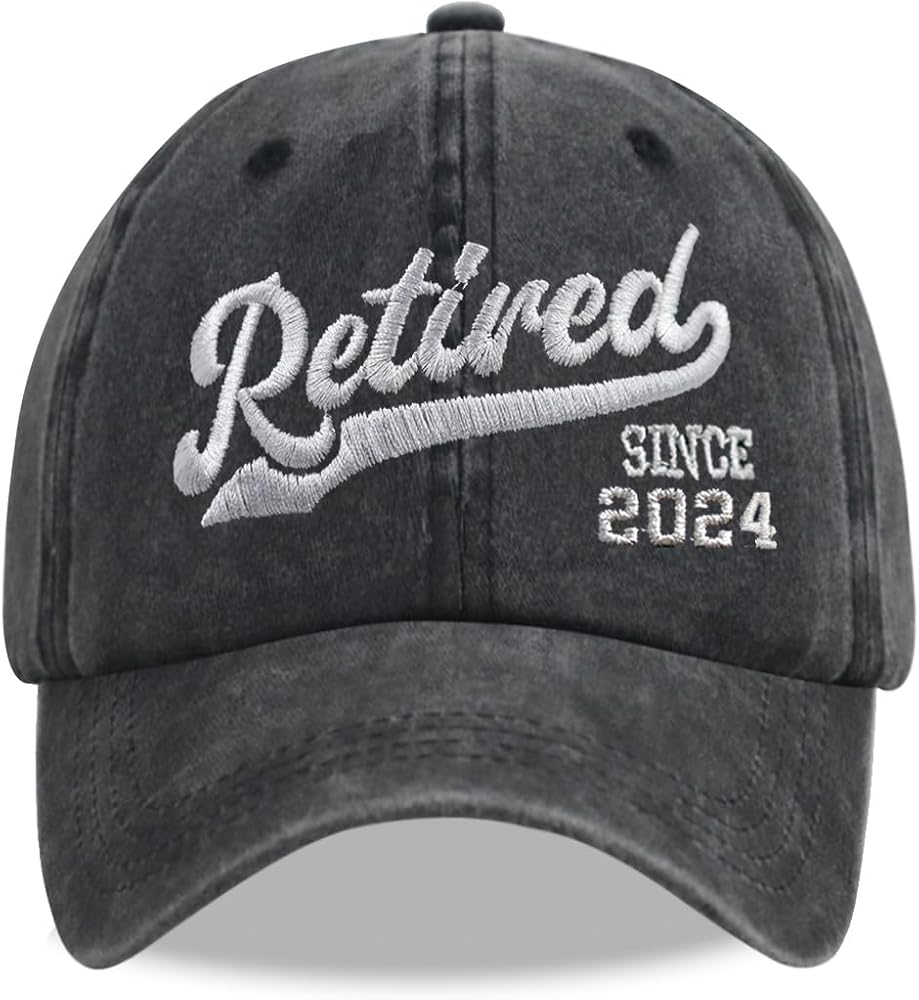 Retired Since 2024 Hat, Adjustable Cotton Embroidered Baseball Cap for Retirees Dad Mom Grandpa Grandma Men Women