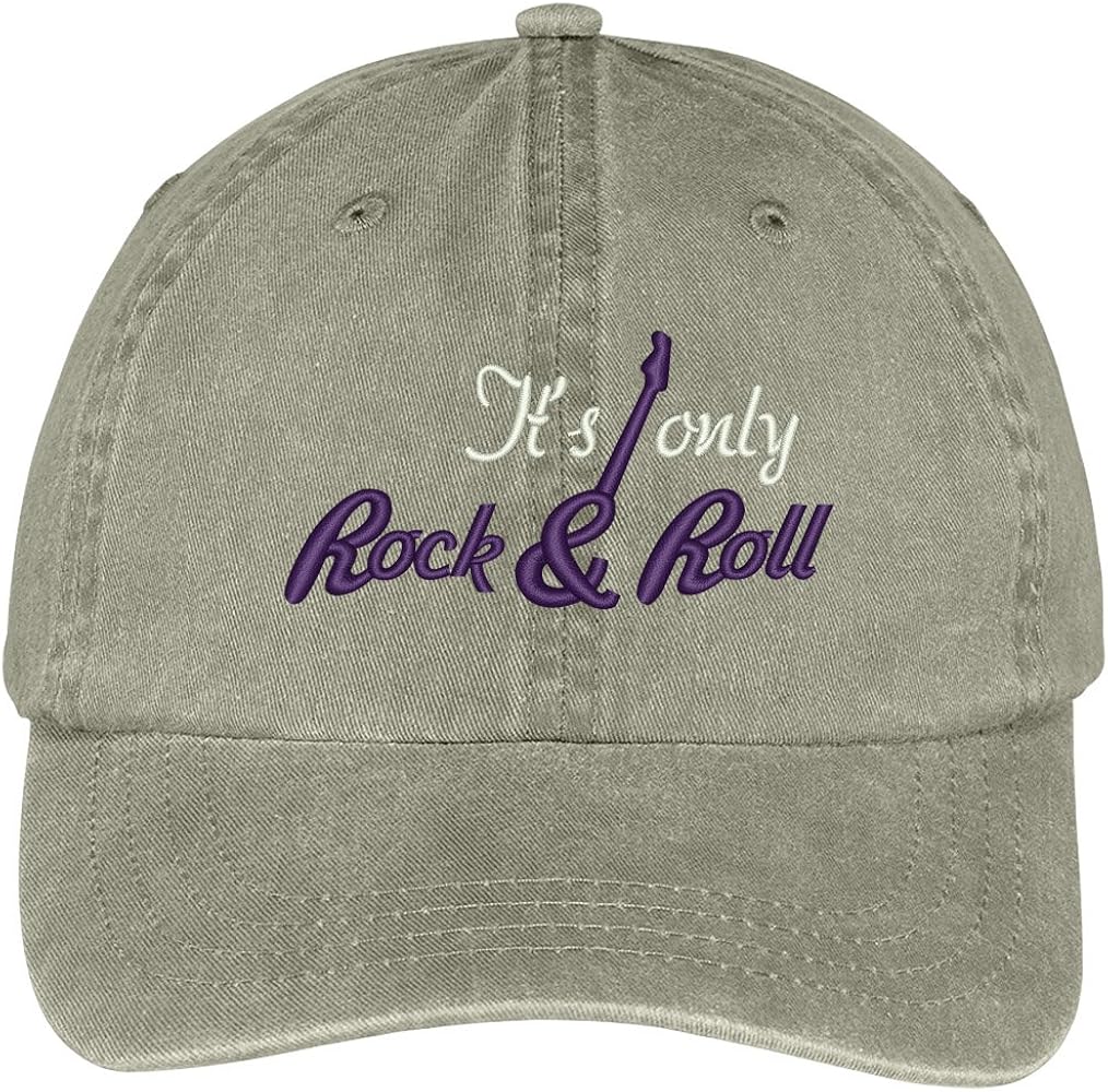 Trendy Apparel Shop It's Only Rock and Roll Embroidered Cotton Washed Baseball Cap