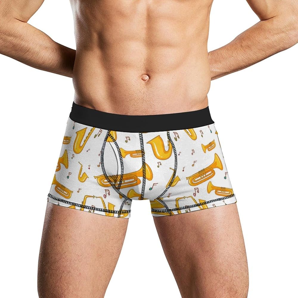 Saxophone Music Note Men's Boxer Briefs Soft Lightweight Underwear Stretch Trunks