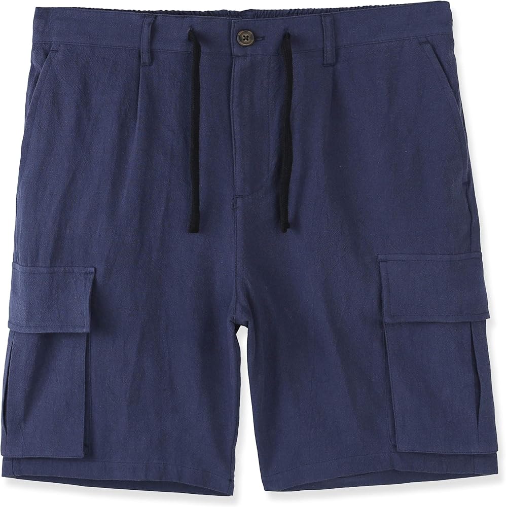 Mens Casual Classic Comfort Soft Linen/Cotton Pocket Active Sports Chino Cargo Shorts