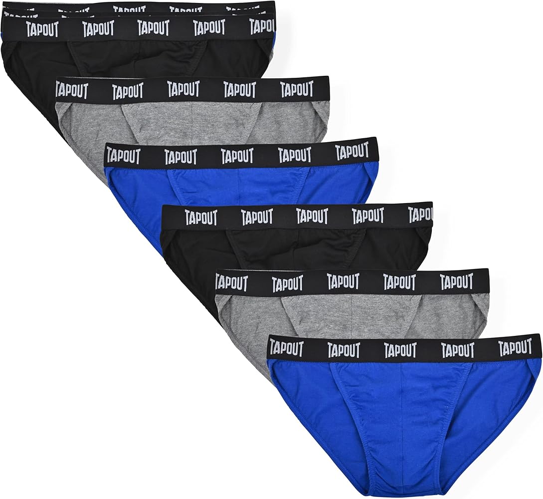 TAPOUT Mens Briefs String Bikini Underwear for Men, Comfortable Cotton, Assorted Colors, No Fly- 6 Pack(S-5X)