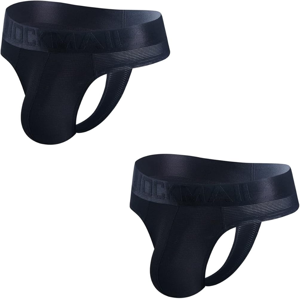 JOCKMAIL 2PCS/Pack Jockstrap Thongs Athletic Supporters Bikini Underwear for Men Jock Strap Male Underwear for Gym Sport