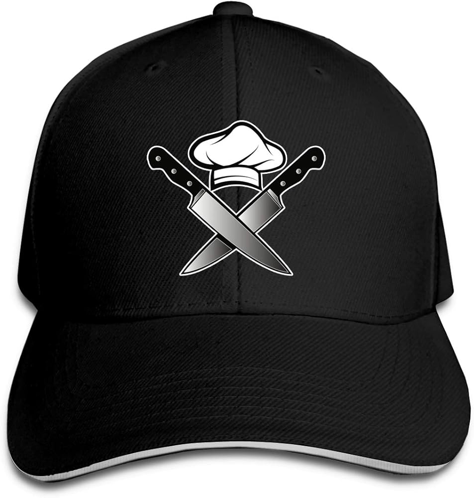 NVJUI JUFOPL Men's Skull Chef Hat, Funny Knives Kitchen Baseball Cap