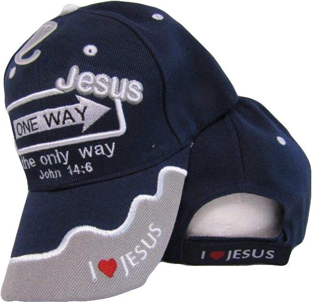 Trade Winds Jesus One Way The Only Way John 14:6 Blue Grey Embroidered Cap Hat CAP816 (TOPW)