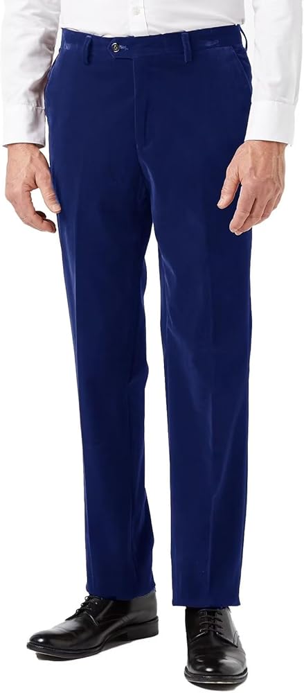 Men’s Velvet Trousers Classic Fit Dress Pants for Party Diner