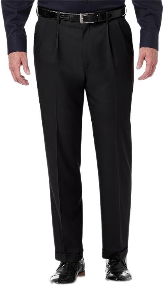 Haggar Men's Comfort Luxe Dress Pants, Classic Fit, Black, 36X30