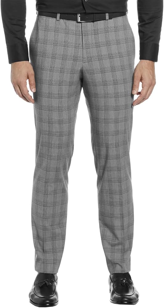 Perry Ellis Mens Slim-Fit Subtle Check Dress Pants 32W X 32L Smoked Pearl