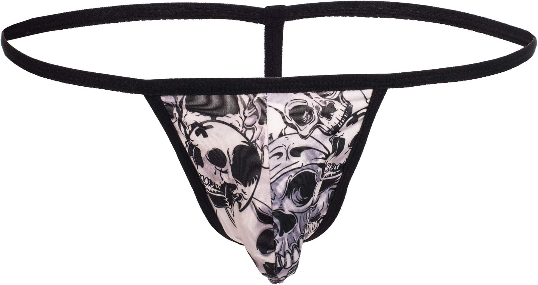 Men's Sexy G-String Low Raise T-Back Thong Skull Print Underwear