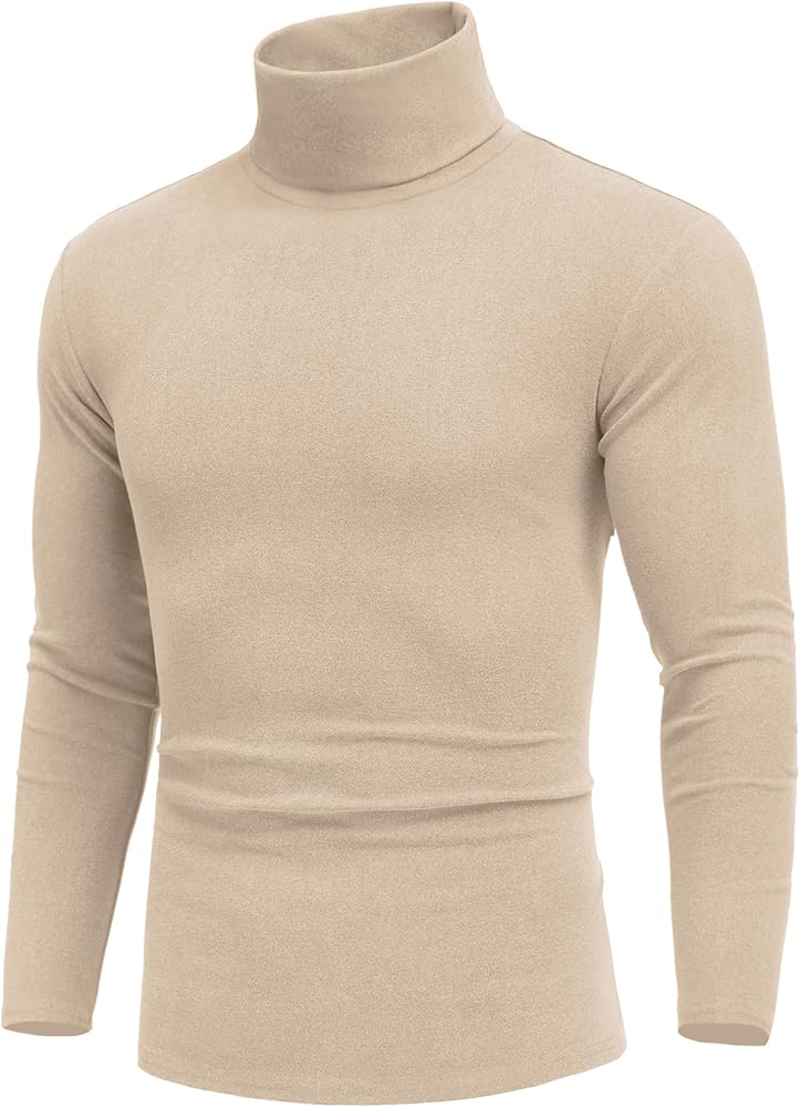 COOFANDY Men's High Neck Shirts Long Sleeve Slim Fit T Shirts Casual Thermal Sweater Mock Neck Lightweight Pullover