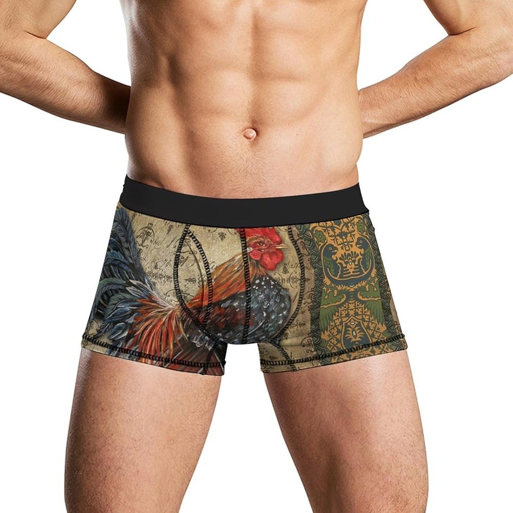 Retro Rooster Men's Boxer Briefs Soft Lightweight Underwear Stretch Trunks