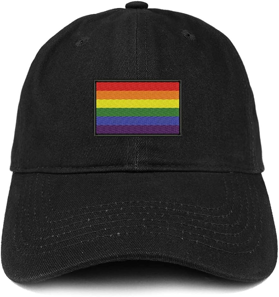 Trendy Apparel Shop Gay Pride Rainbow Flag Embroidered Cotton Dad Hat