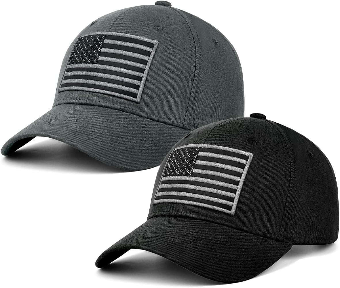 2 Pack American Flag Baseball Cap for Men Women,Low Profile USA Plain Dad Hat