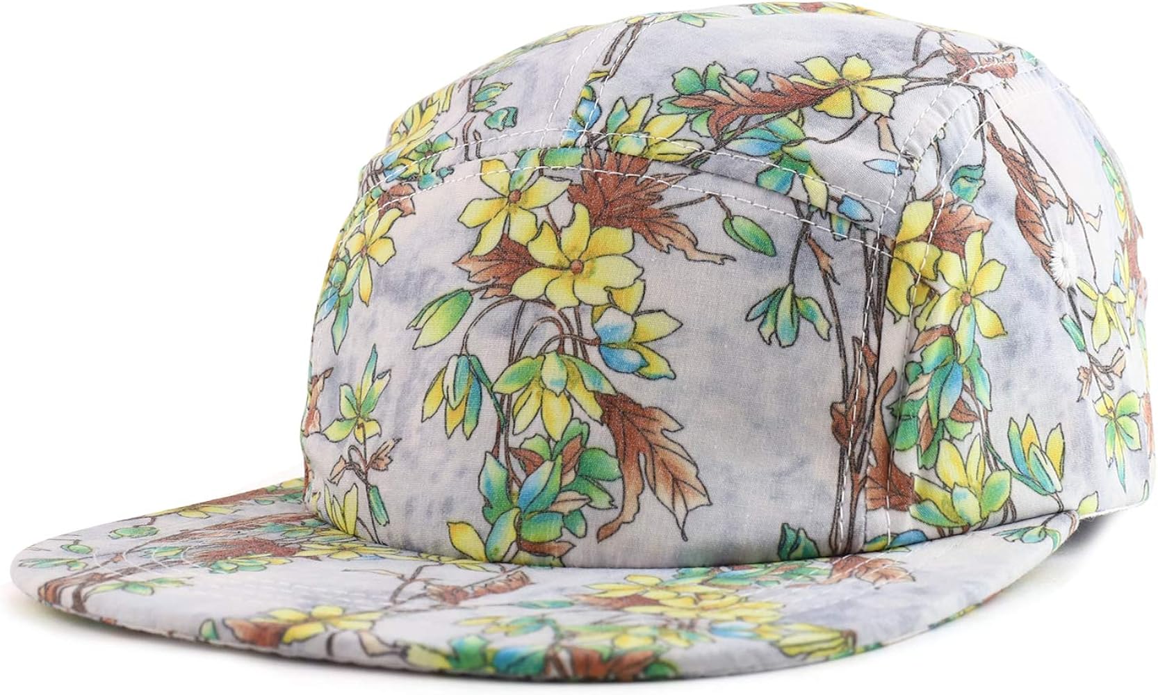 Trendy Apparel Shop Men's 5 Panel Blossom Floral Design Baseball Cap