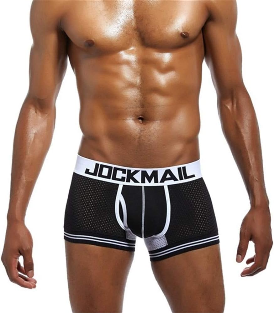 JOCKMAIL Boxer Men Mesh U Pouch Underwear Underpants Cueca Cotton Pants Trunks Boxer Shorts