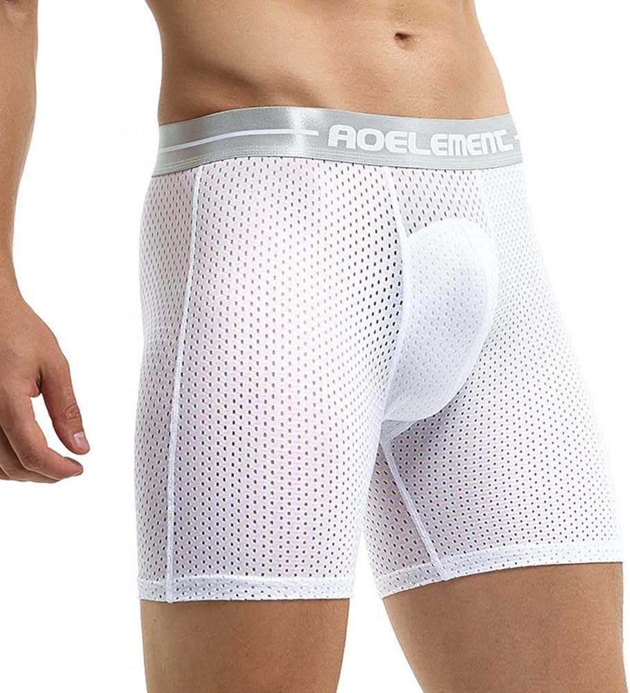 Mens Ice Silk Boxer Brief Underwear Athletic Sport Micro Cooling Stretch Underwear for Men Mid Rise Breathable Panties