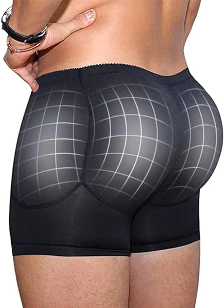 Upgrade Men Butt Padded Underwear with 4 PCS Removable Pads, Thicker Butt Enhance Men Shapewear Short Black