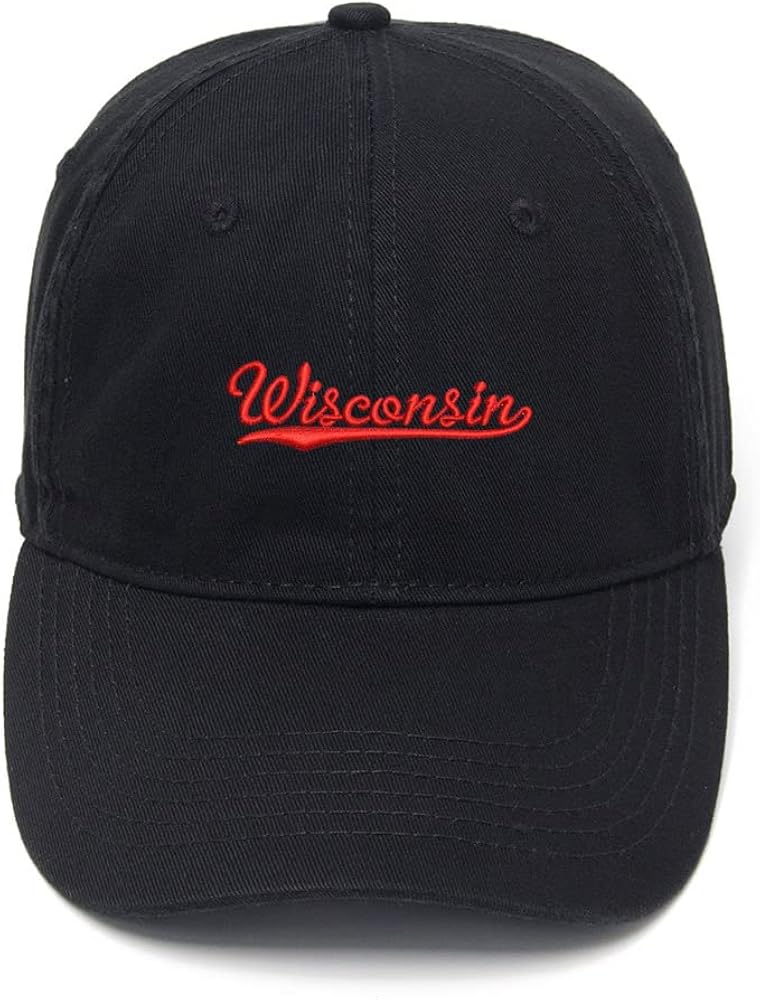 Baseball Caps Wisconsin - WI Embroidered Hat Unisex Washed Cotton Adjustable Embroidery Cap