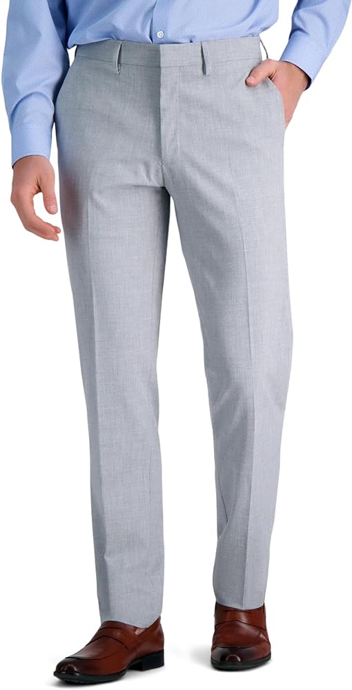 HAGGAR Mens 4 Way Stretch Slim Fit Flat Front Dress Pant