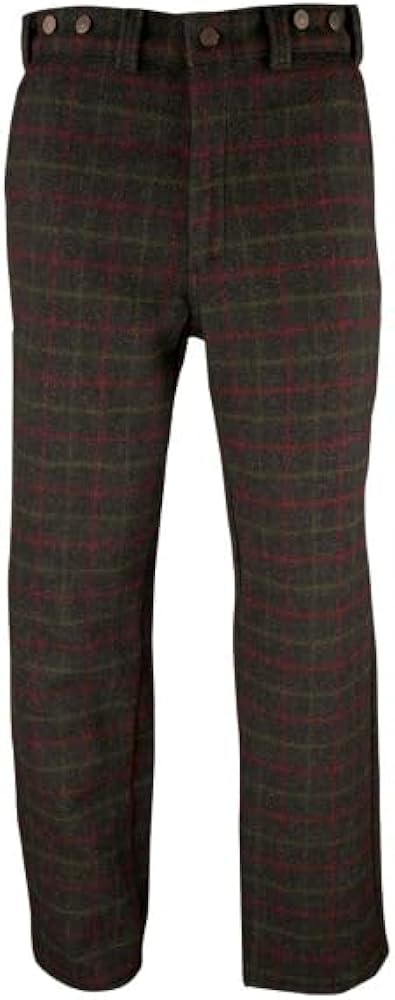 Adirondack Plaid Charcoal Heavyweight Outdoor 100% Rugged Wool Hunting and Shooting Pants to Size 52 Made in Canada